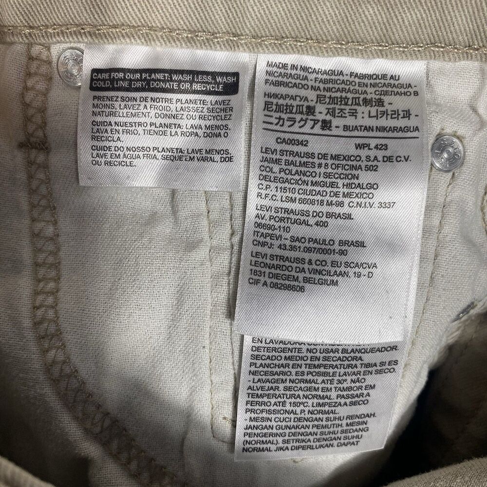 Levis 513 Jeans Mens 30x32 Slim Fit Straight Beige Khaki Denim Pants 06890-110 - Picture 7 of 13